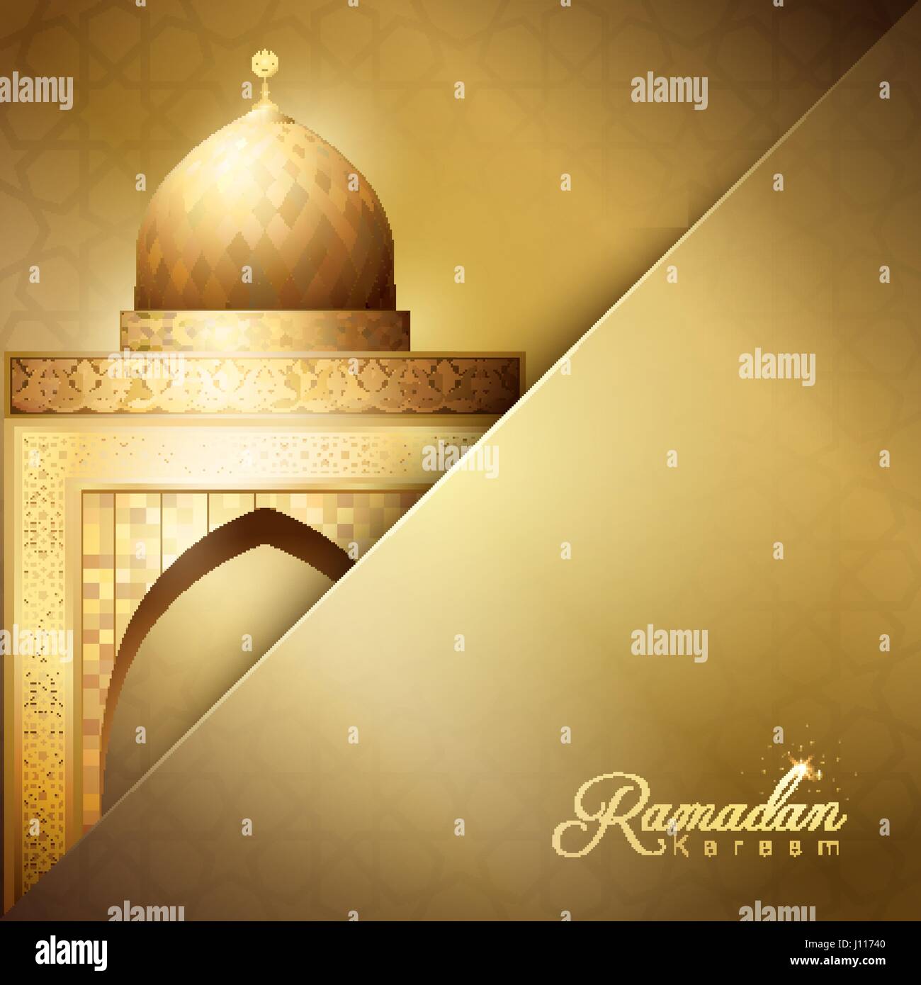 La mosquée d'or l'illustration de l'arrière-plan modèle de voeux Ramadan Kareem Illustration de Vecteur