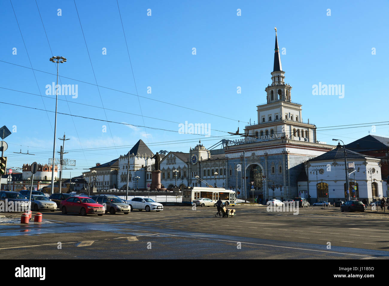 Moscou, Russie -Février 18,2016. La gare Kazansky on Komsomolskaya Square Banque D'Images