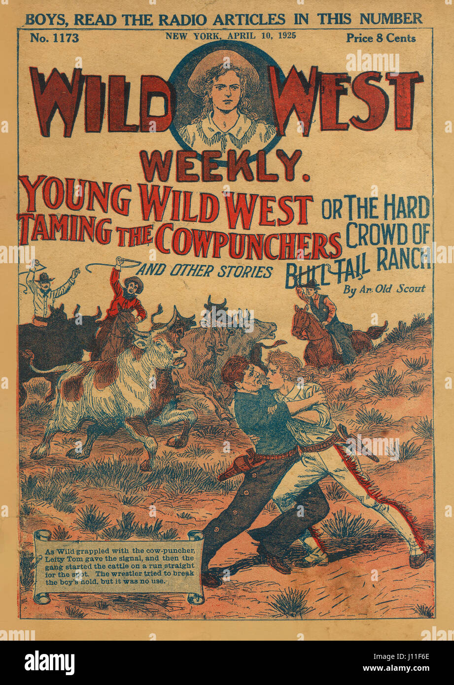 Couvrir de Wild West Magazine hebdomadaire, no 1173, 10 avril, 1925 Banque D'Images