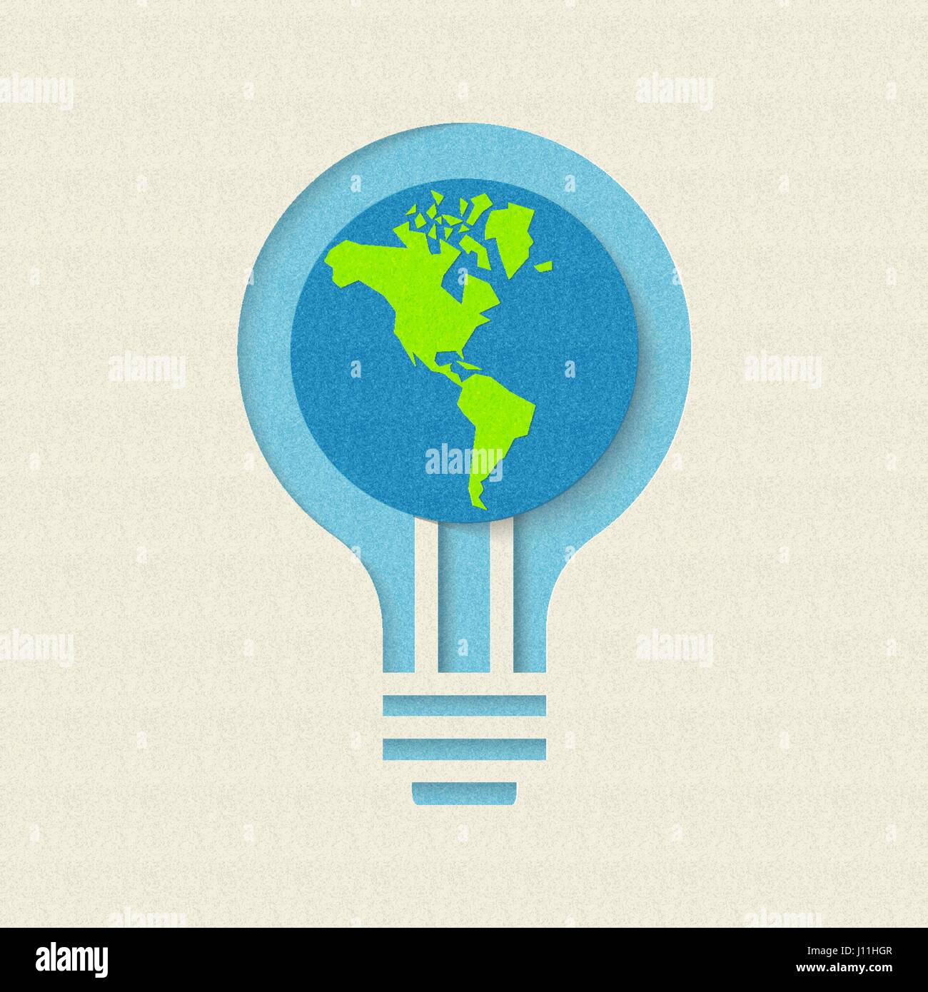 Le jour de la terre papier coupé concept pour la conservation et le recyclage de l'énergie verte. Illustration de soins mondiale de l'environnement. Vecteur EPS10. Illustration de Vecteur