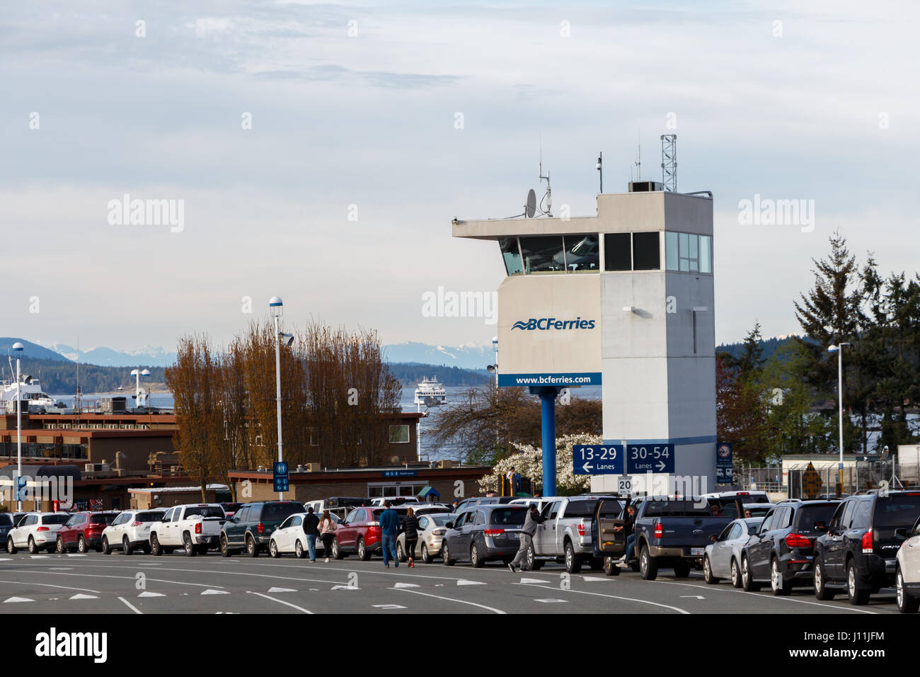 Victoria - Canada, vers 2017 : files d'attente à la gare maritime de la C.-B. Banque D'Images