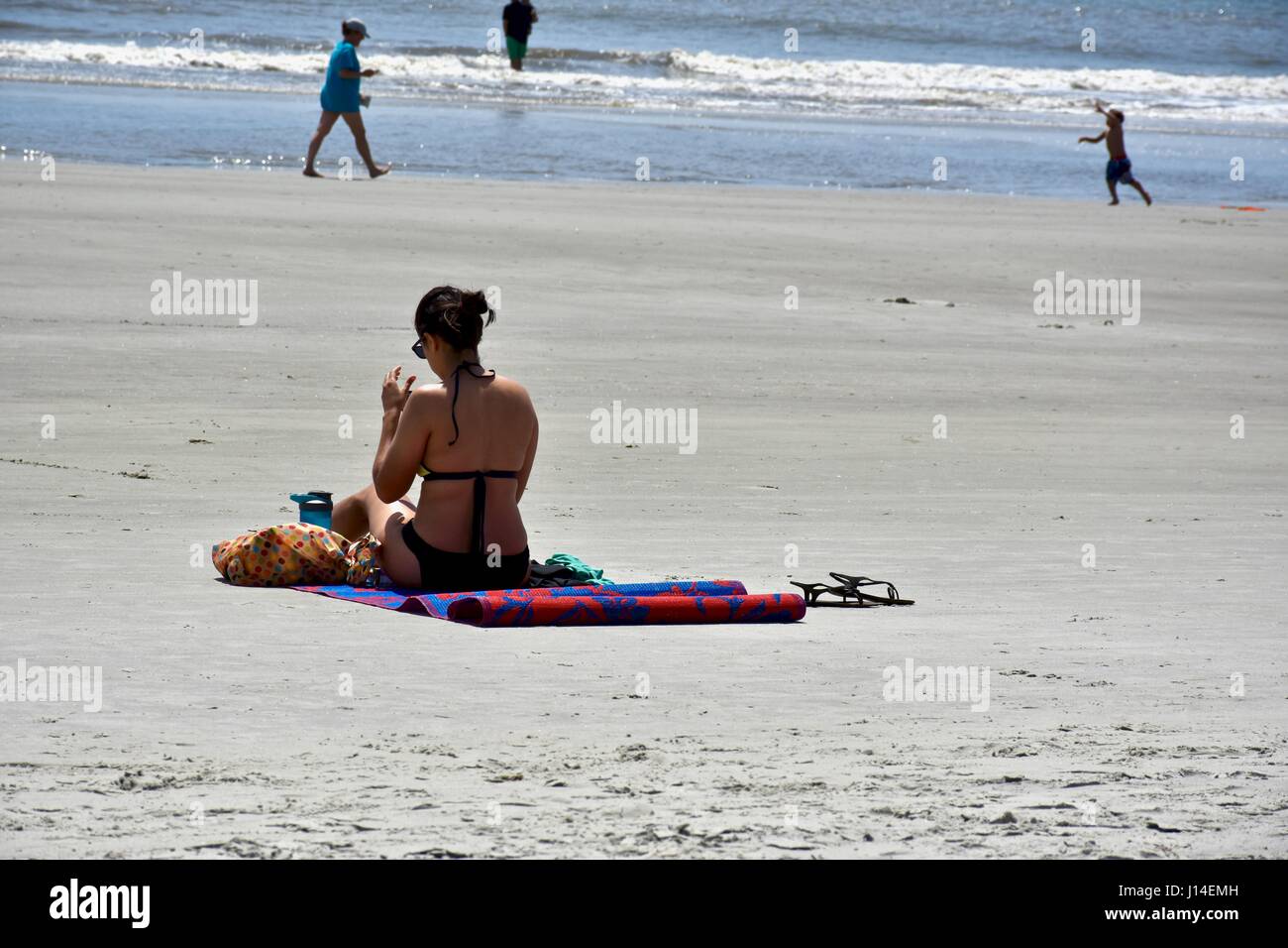 Hilton Head Island, Caroline du Sud aux personnes bénéficiant d'une chaude journée à la plage Banque D'Images