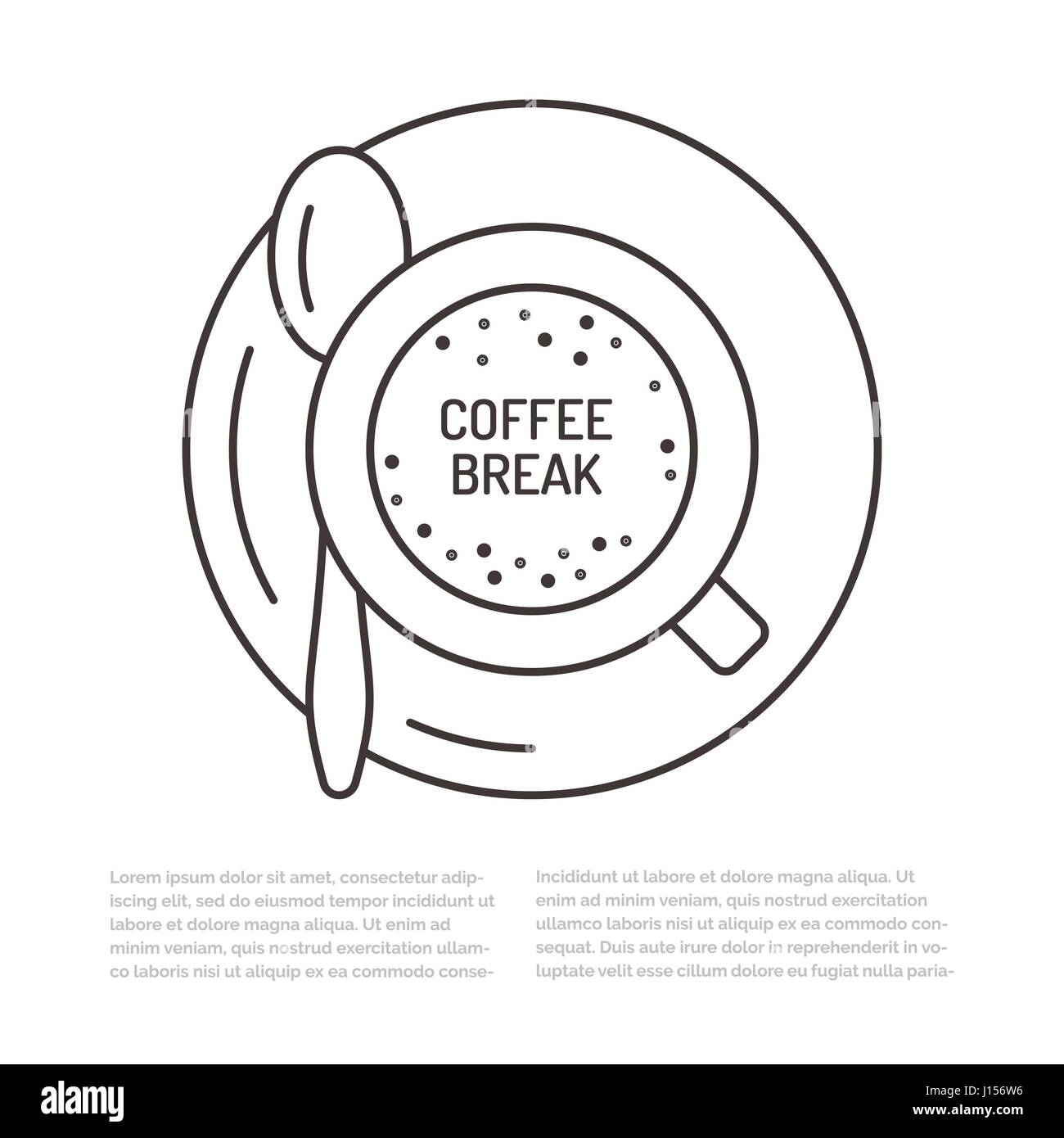 Tasse de café ligne plate illustration. Boisson expresso top view concept pour menu cafe Illustration de Vecteur