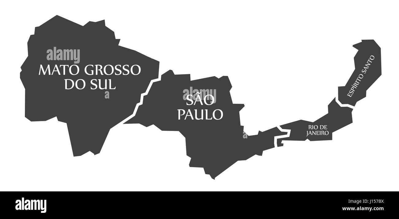 Mato Grosso do Sul - Sao Paulo - Rio de Janeiro - Brésil Carte d'Espirito Santo illustration Illustration de Vecteur