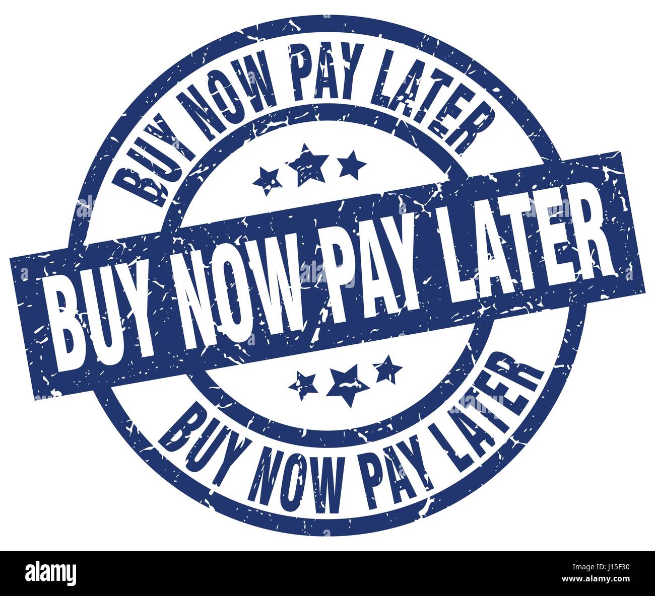 Achetez maintenant, payez plus tard ronde bleu grunge stamp Illustration de Vecteur