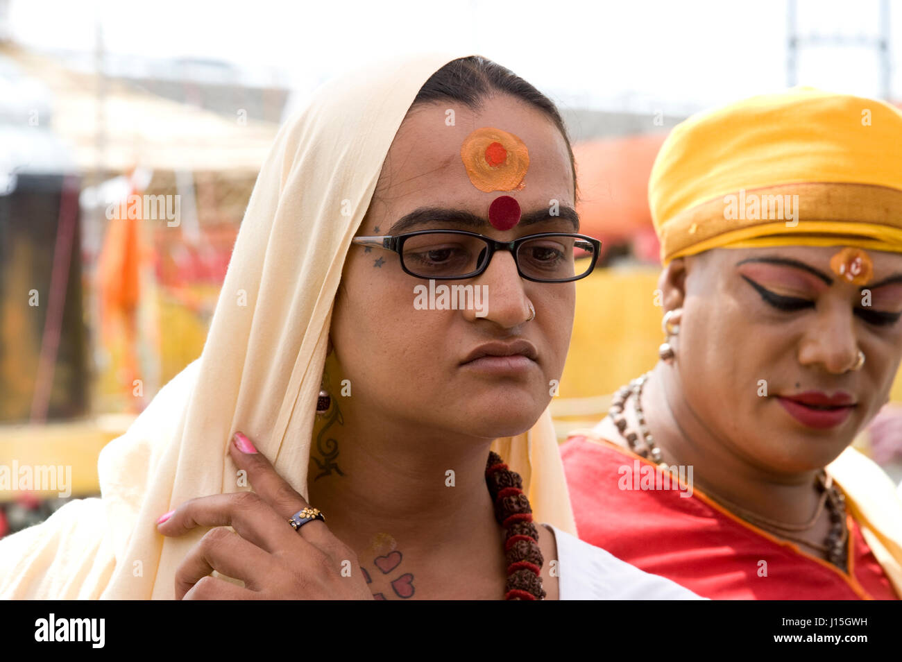 Les transgenres, kinnar akhara, Kumbh Mela, Madhya Pradesh, Inde, Asie Banque D'Images