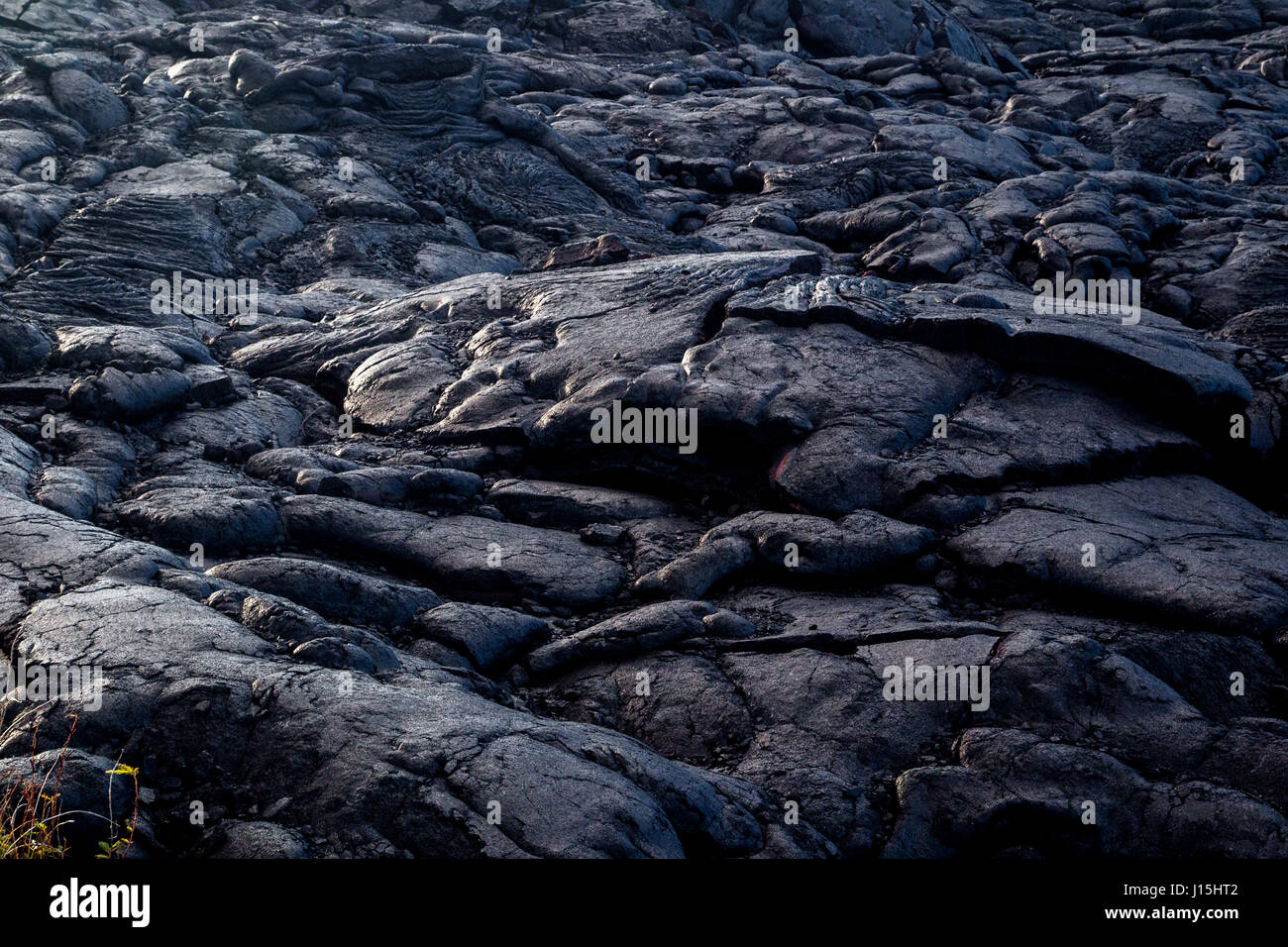 La lave solidifiée à l'Hawaii Volcanoes National Park sur Big Island, Hawaii, USA. Banque D'Images