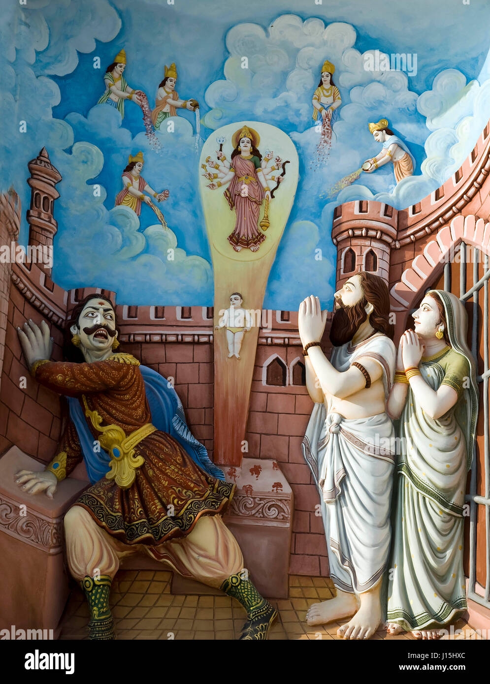 Peinture murale, Prem Mandir, Vrindavan, Mathura, Uttar Pradesh, Inde, Asie Banque D'Images
