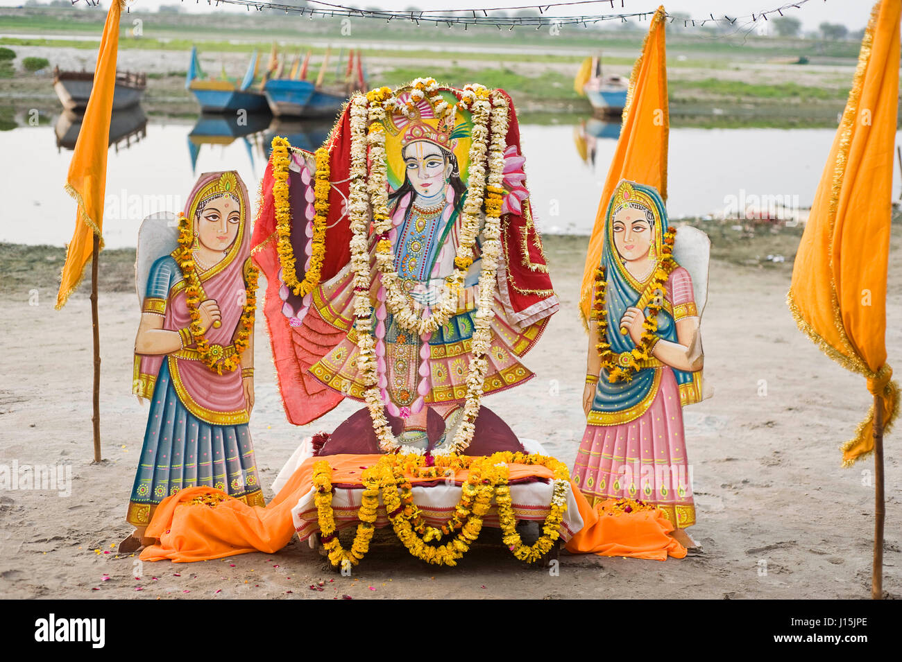 Peinture de ji yamuna, keshi ghat, vrindavan, Uttar Pradesh, Inde, Asie Banque D'Images