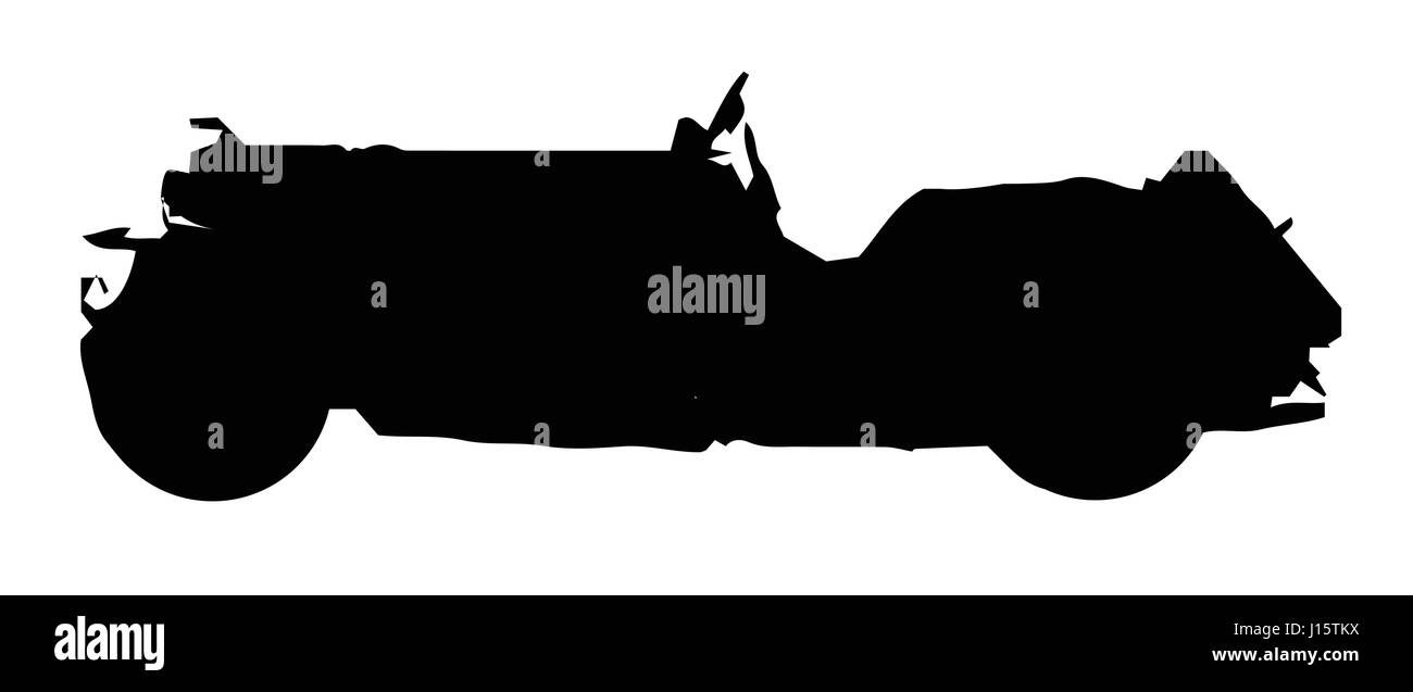 Une vieille voiture de sport rapide open top en silhouette sur un fond blanc Illustration de Vecteur
