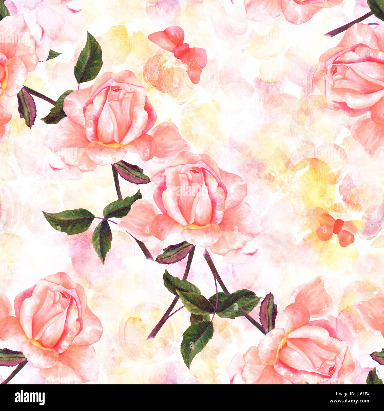 Un Modèle Sans Couture Avec Une Aquarelle Dessin Dune Rose