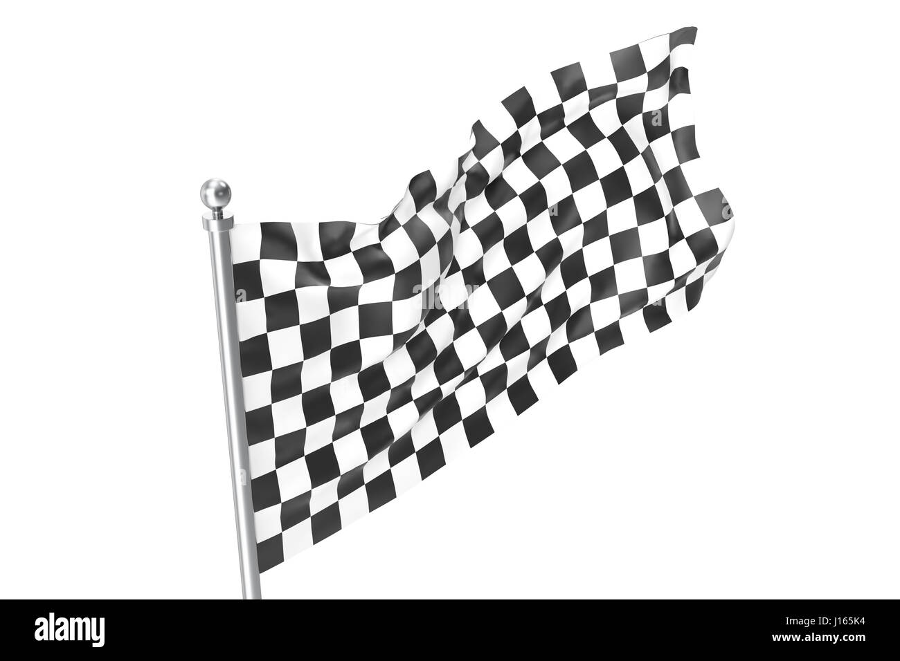 Pavillon de course mouvementée. La finition du drapeau à damier, rendu 3D isolé sur fond blanc Banque D'Images