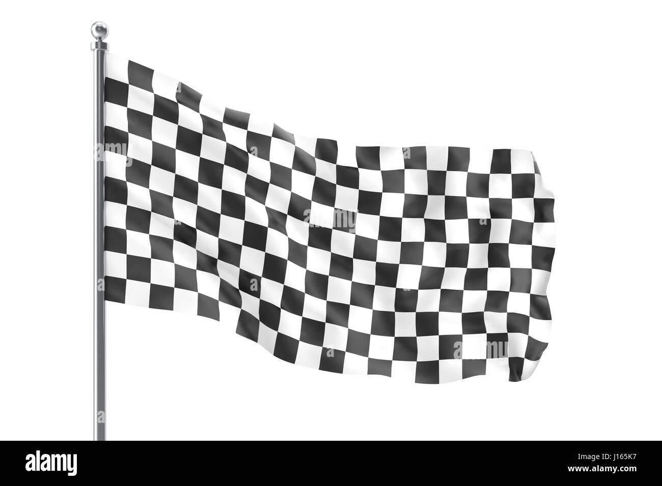 Pavillon de course mouvementée. La finition du drapeau à damier, rendu 3D isolé sur fond blanc Banque D'Images