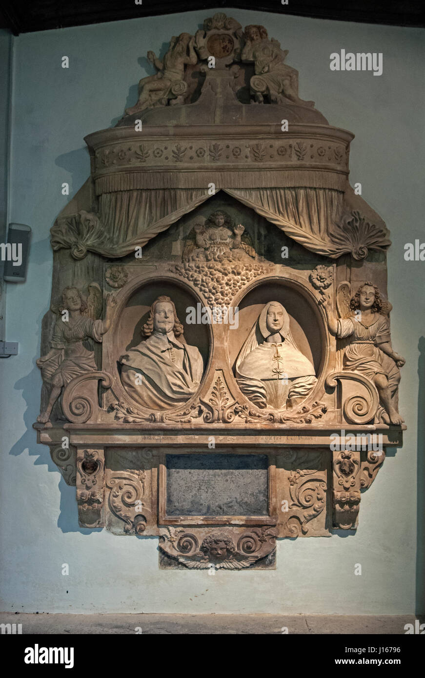 Rodney Stoke, Église de St Leonard, Somerset, Royaume-Uni. La chapelle de Rodney construit comme mausolée familial par Sir John Rodney qui vivait à propos de 1461 - 1527. Montré ici Sir Edward et Lady Rodney. Il est mort en 1659 elle 1657 HOMER SYKES Banque D'Images