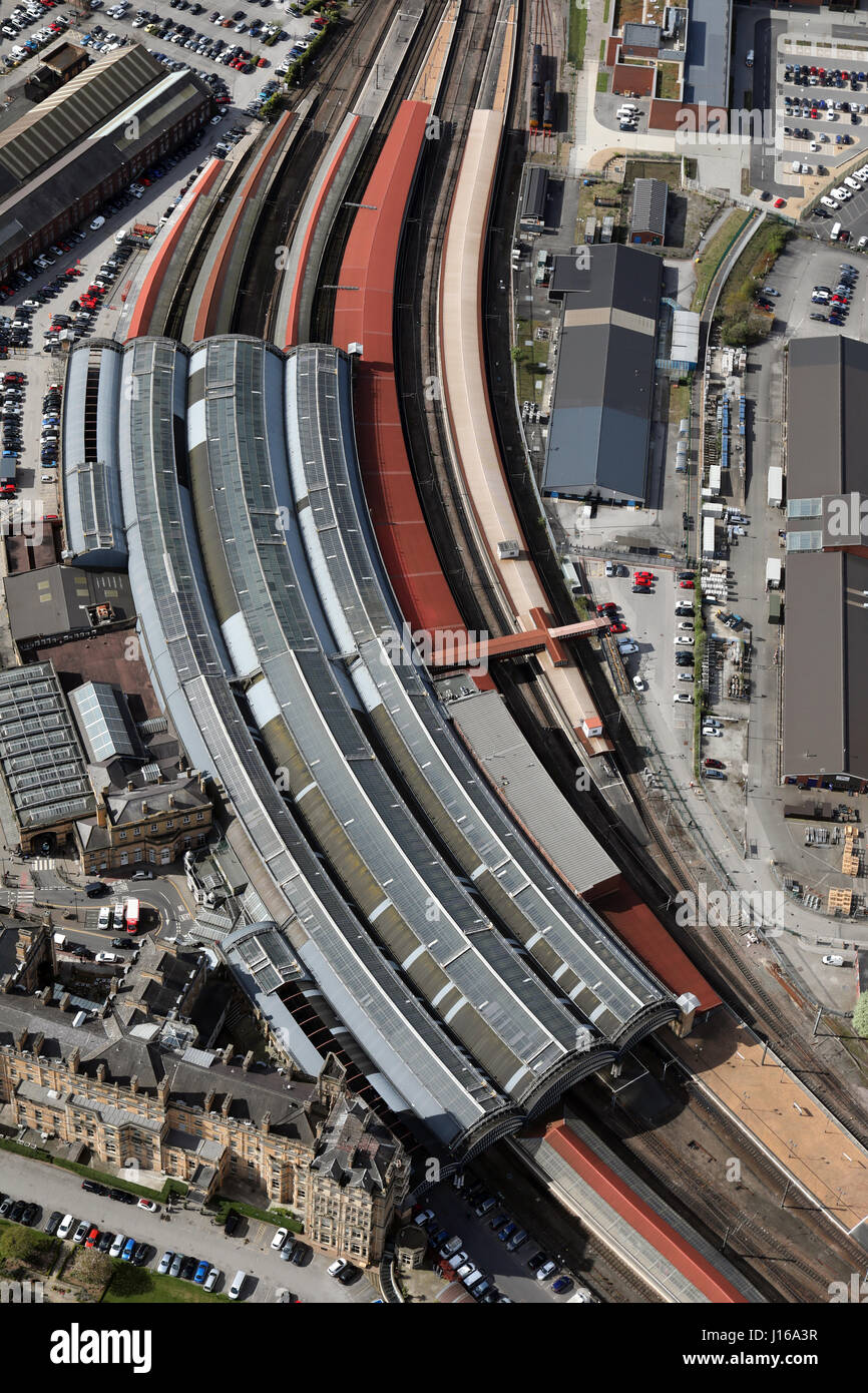 Vue aérienne de la gare de York, Royaume-Uni Banque D'Images