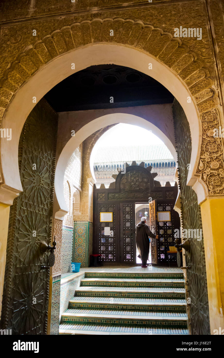 Medersa Bou Inania, Rue Talaa Kebira, Fès el-Bali, Medina, FES, Maroc, Afrique Banque D'Images
