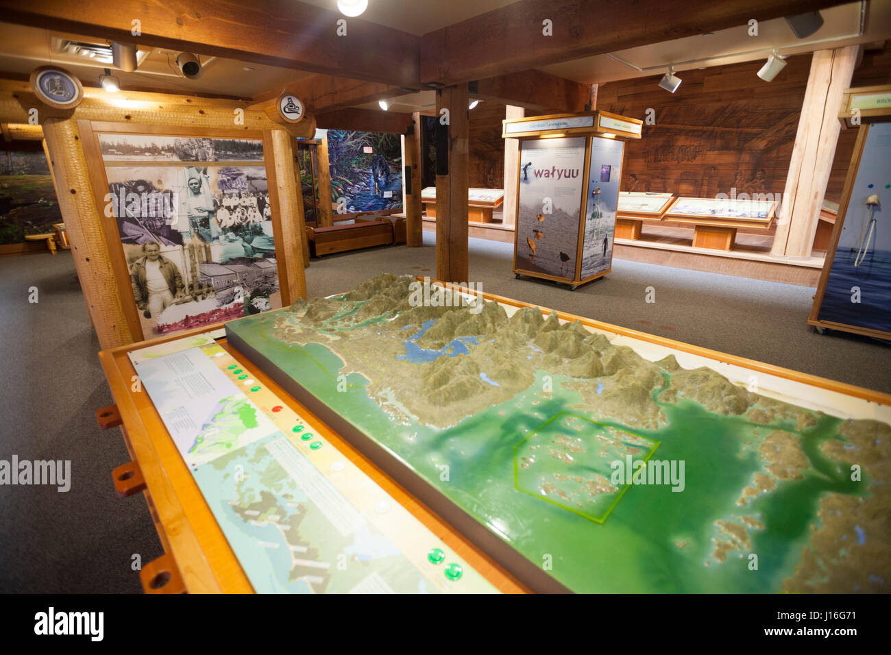 Site d'interprétation et d'expositions dans le centre d'Kwisitis Pacific Rim National Park (Colombie-Britannique) Banque D'Images