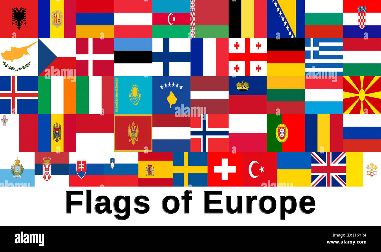 Illustration de tous les drapeaux des pays européens Photo Stock - Alamy