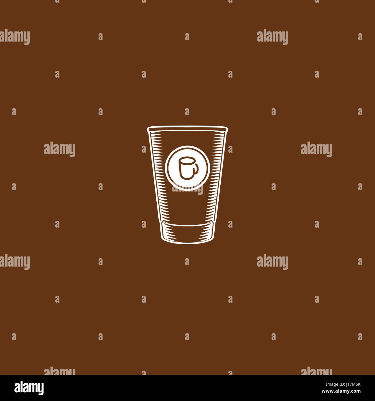 Couleur brun isolé en coupe retro style logo, logotype pour café vector illustration sur fond brun. Illustration de Vecteur