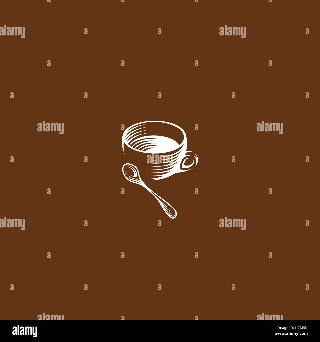 Couleur brun isolé en coupe retro style logo, logotype pour café vector illustration sur fond brun. Illustration de Vecteur