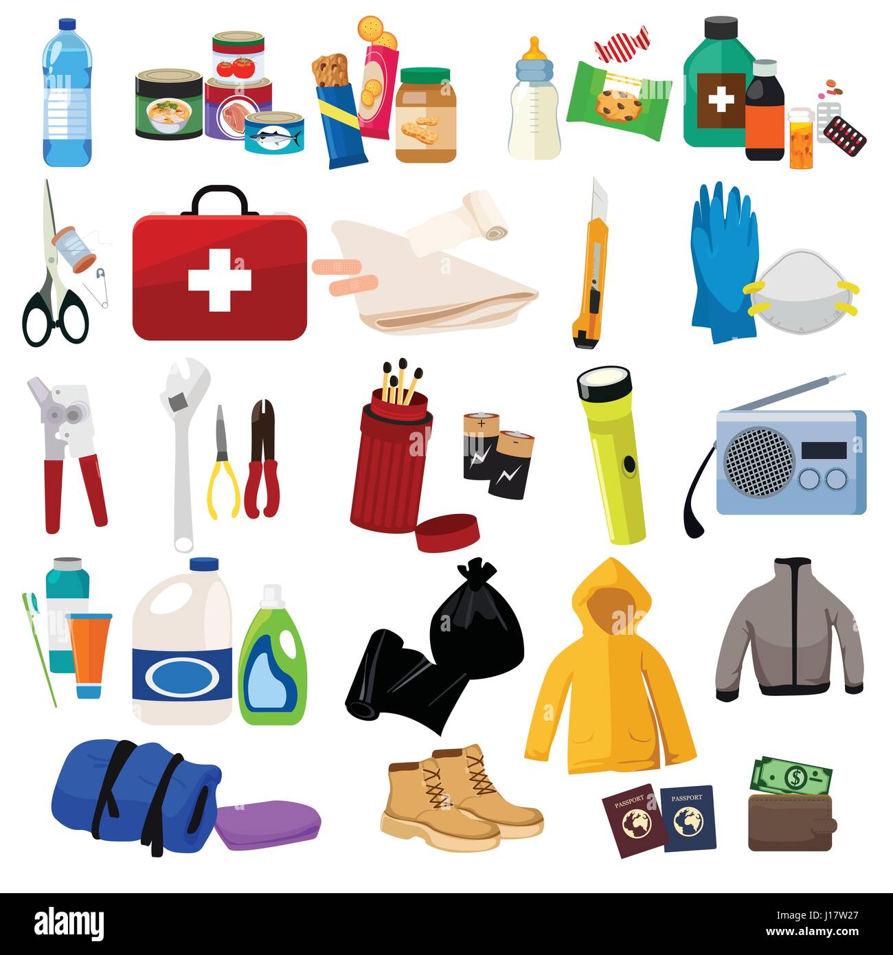 Un vecteur illustration de survival kit icon sets Illustration de Vecteur