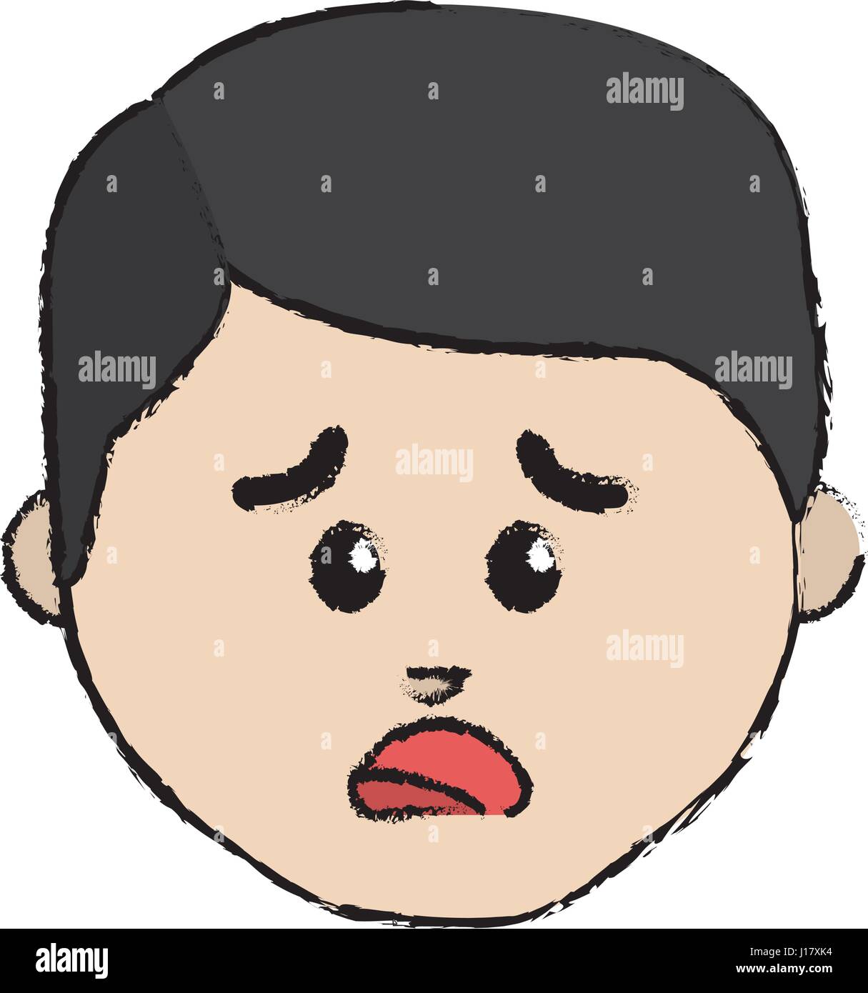 Lhomme Dessin Animé Ligne Visage Expression Triste Vecteurs