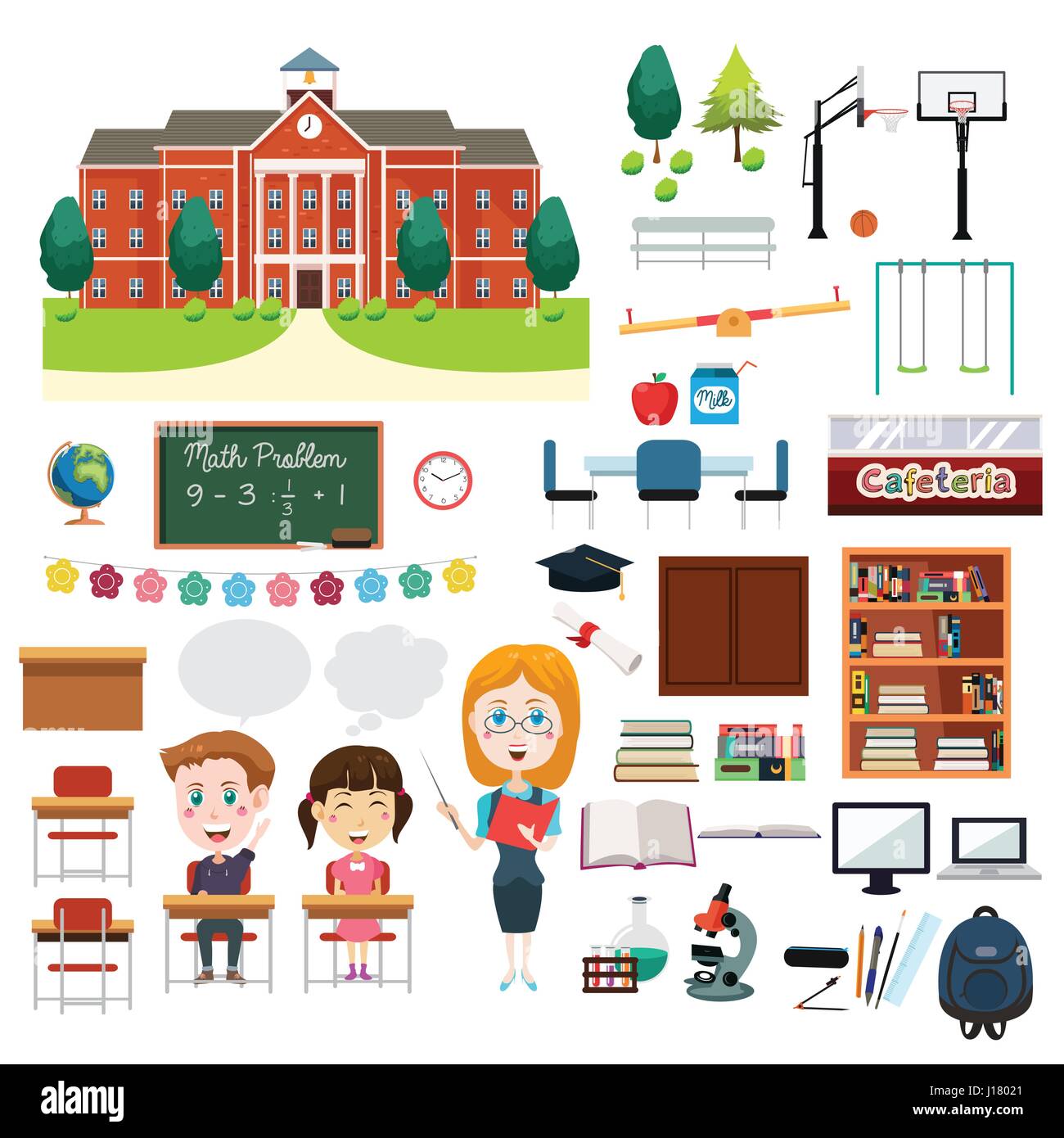 Un vecteur illustration de l'enseignement scolaire Éléments infographiques liées Illustration de Vecteur