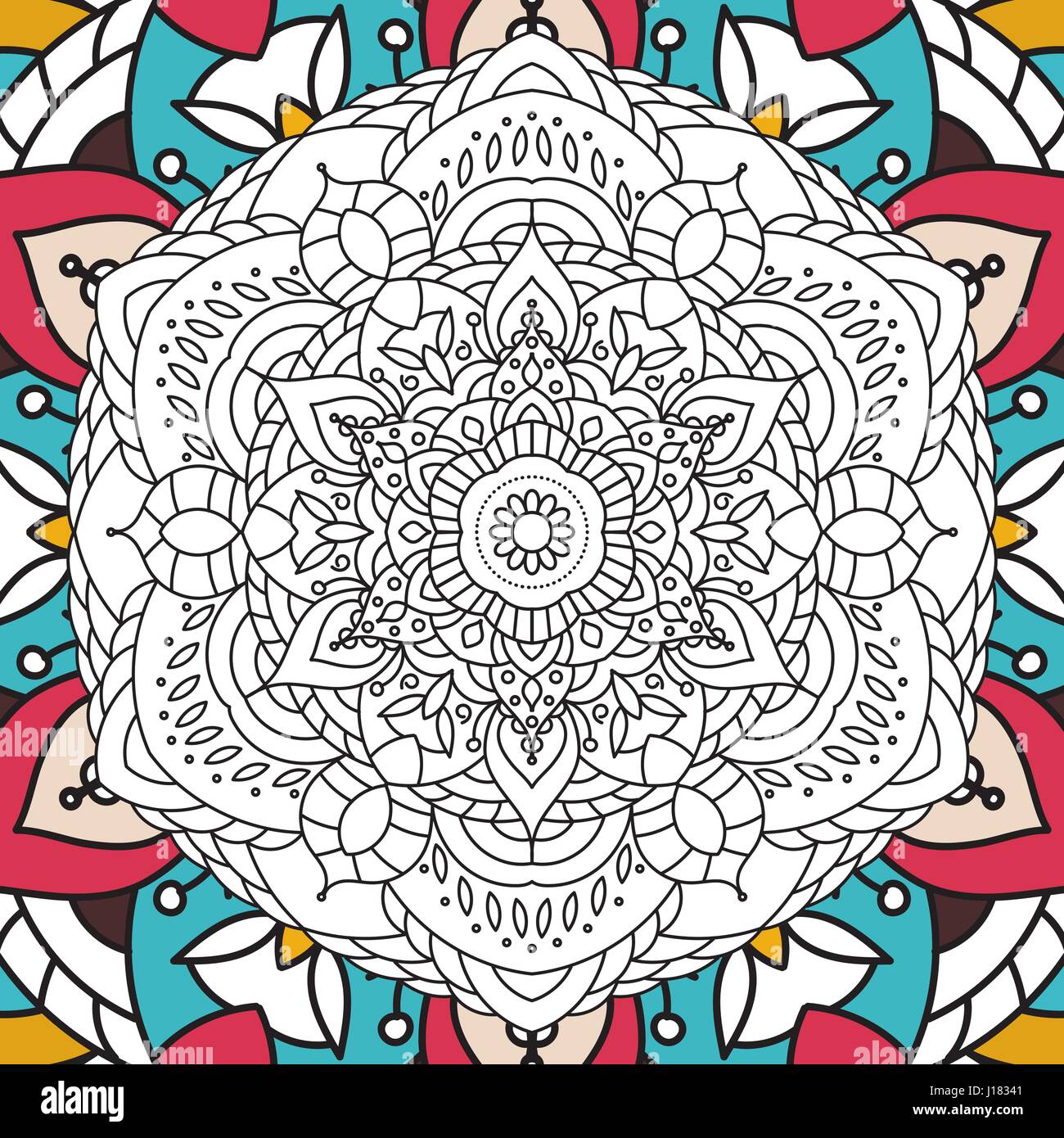 Version imprimable page de coloriage antistress pour les adultes - mandala design, activité pour les enfants plus âgés et les adultes se détendre. vecteur de l'Islam, Arabe, Indienne, motifs ottomans. Illustration de Vecteur