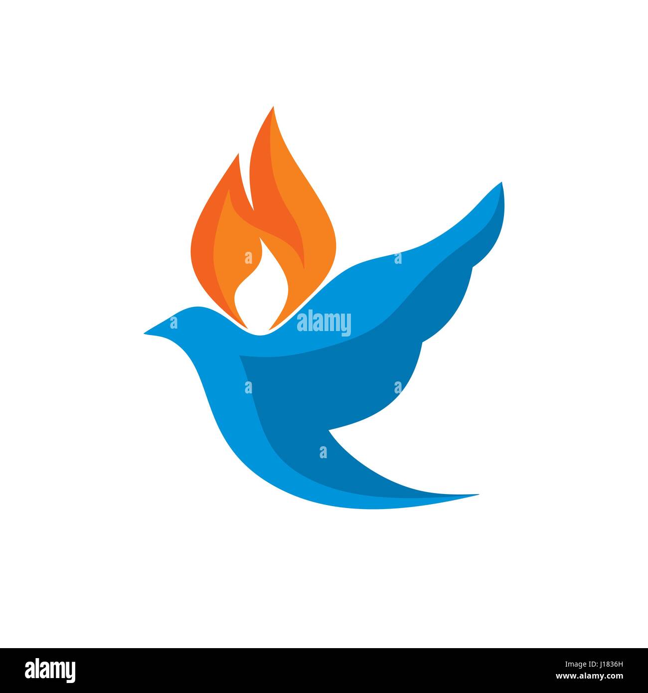 Colombe et la flamme sont des symboles de l'Esprit Saint Image