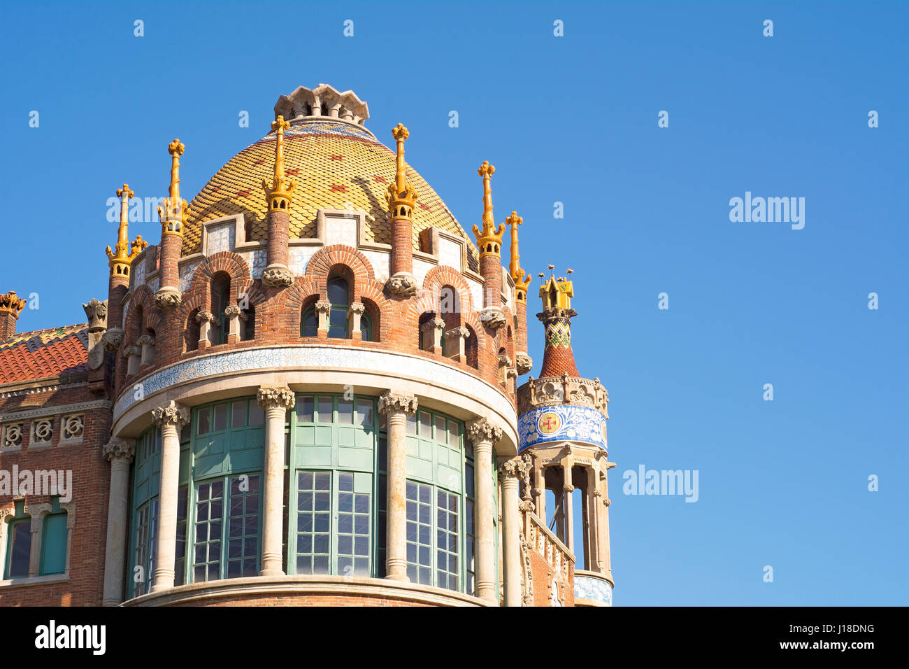 Détail de l'hôpital de Sant Pau à Barcelone, Catalogne, Espagne Banque D'Images