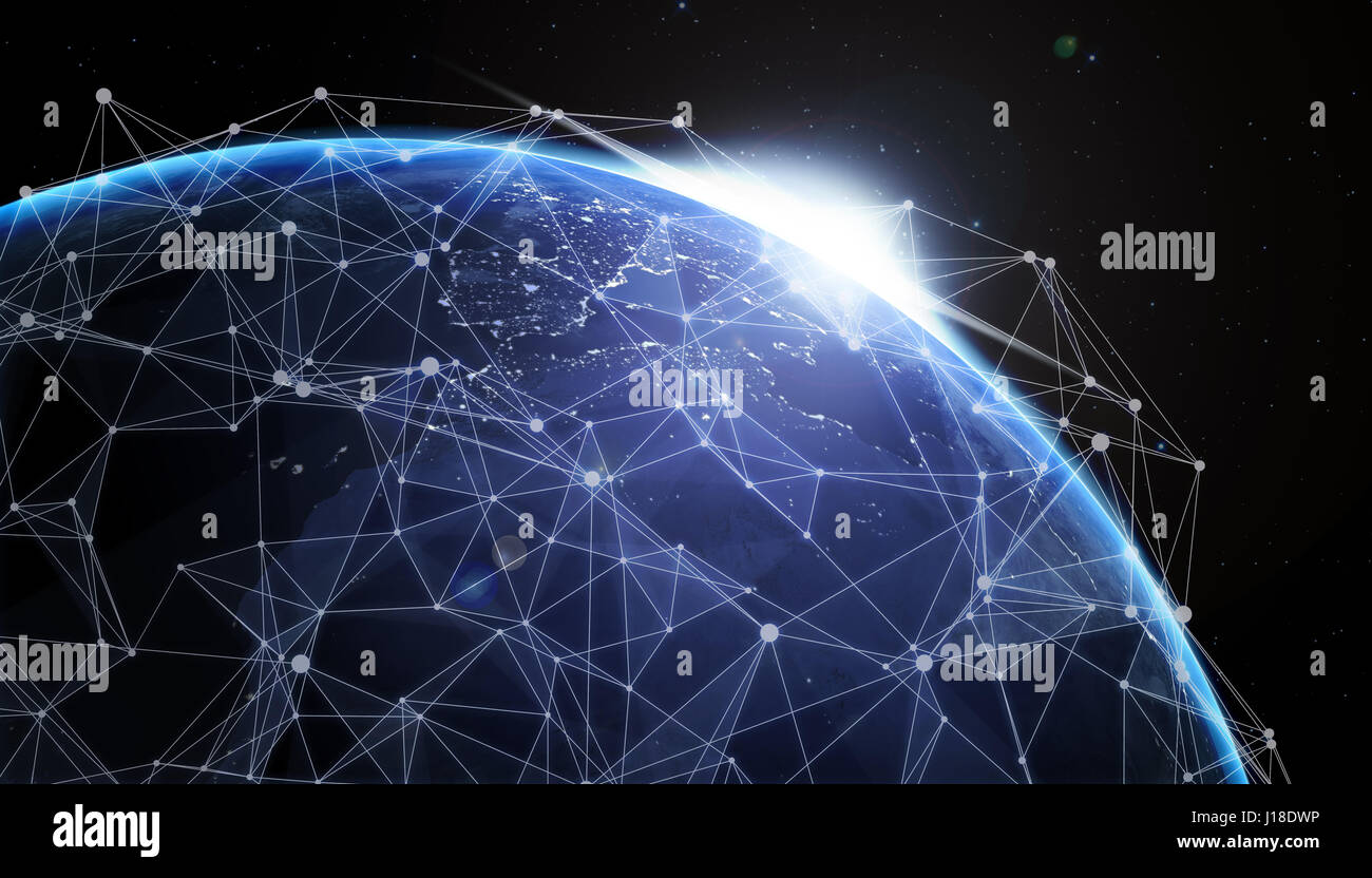 Le rendu 3D de la mondialisation de la terre ou de communication concept. Éléments de cette image sont meublées par la NASA Banque D'Images