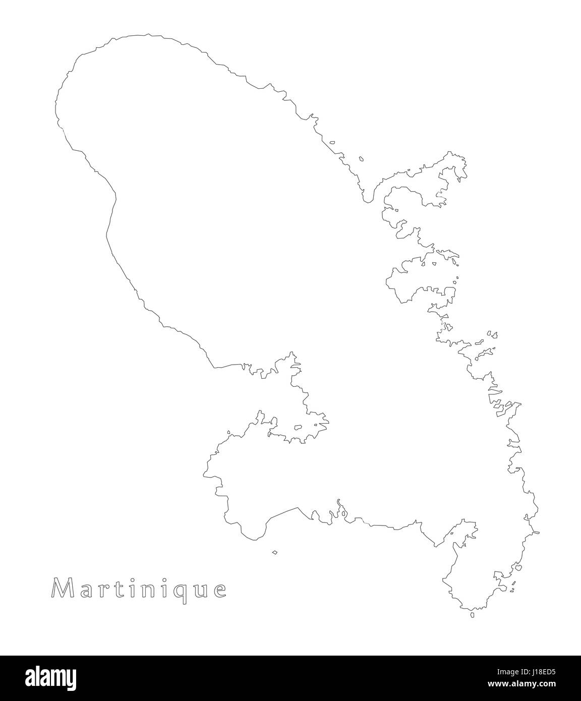 Martinique carte illustration silhouette contour Illustration de Vecteur