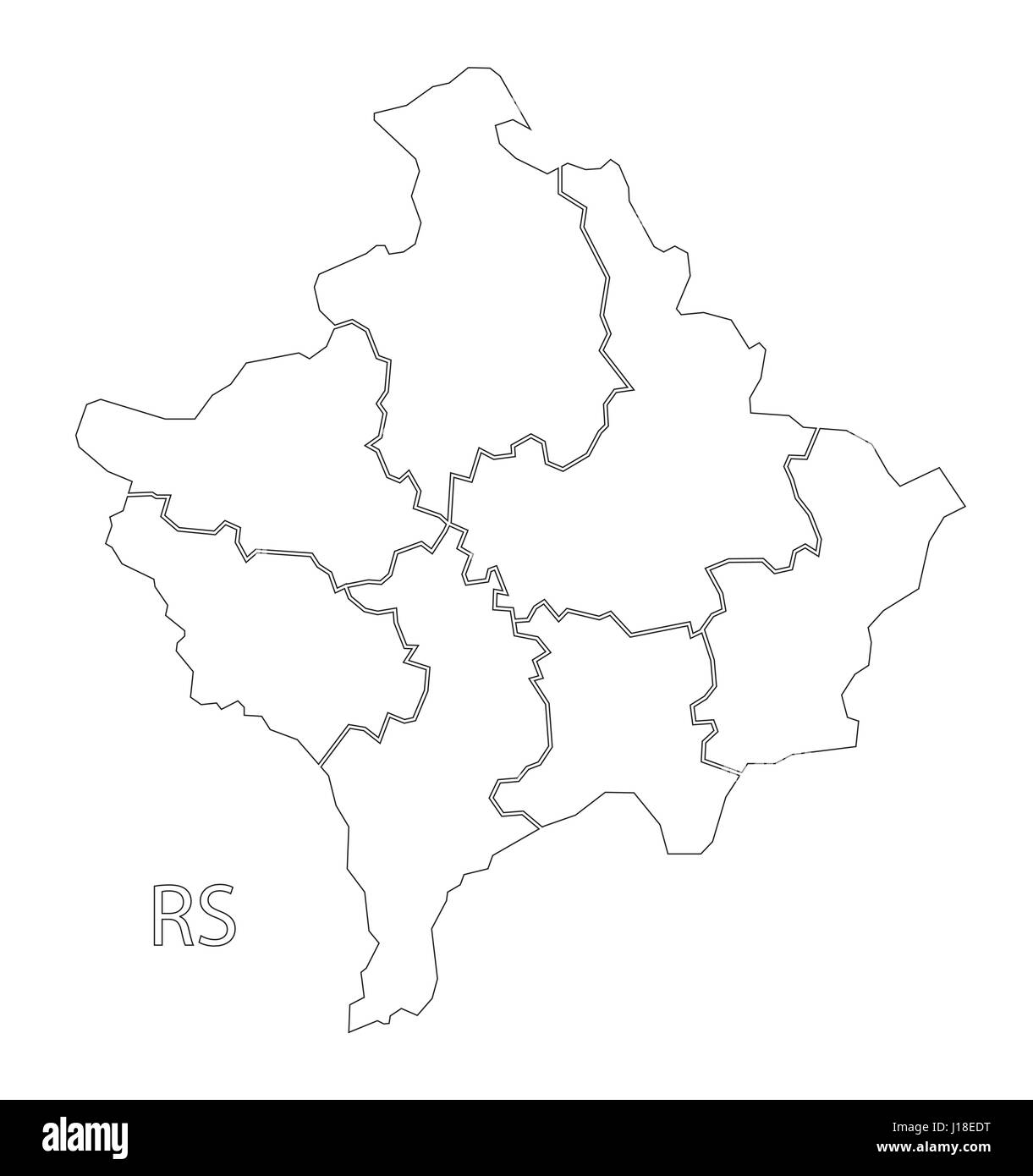 Carte silhouette contour du Kosovo avec les districts d'illustration Illustration de Vecteur