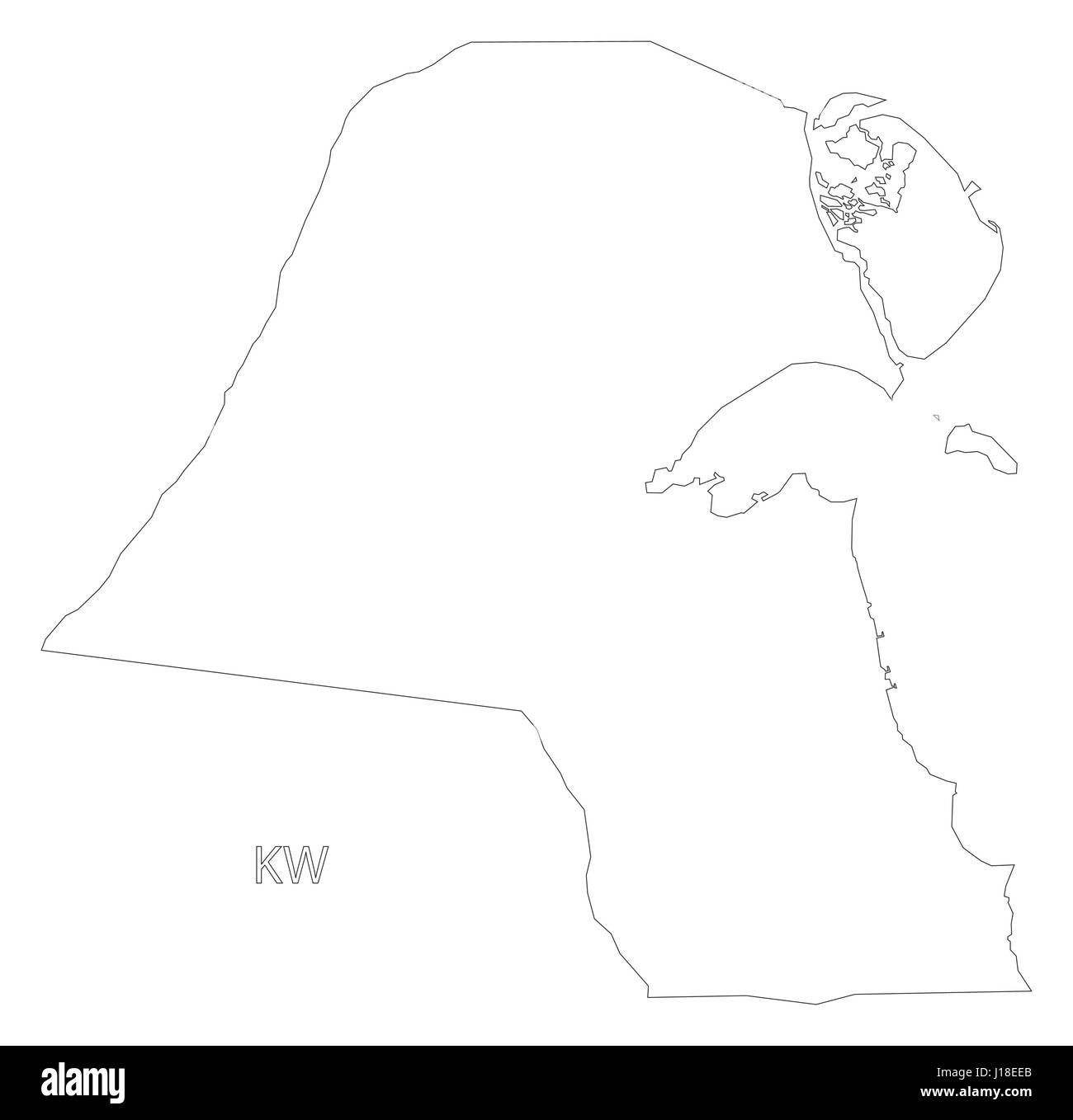 Koweït carte illustration silhouette contour Illustration de Vecteur