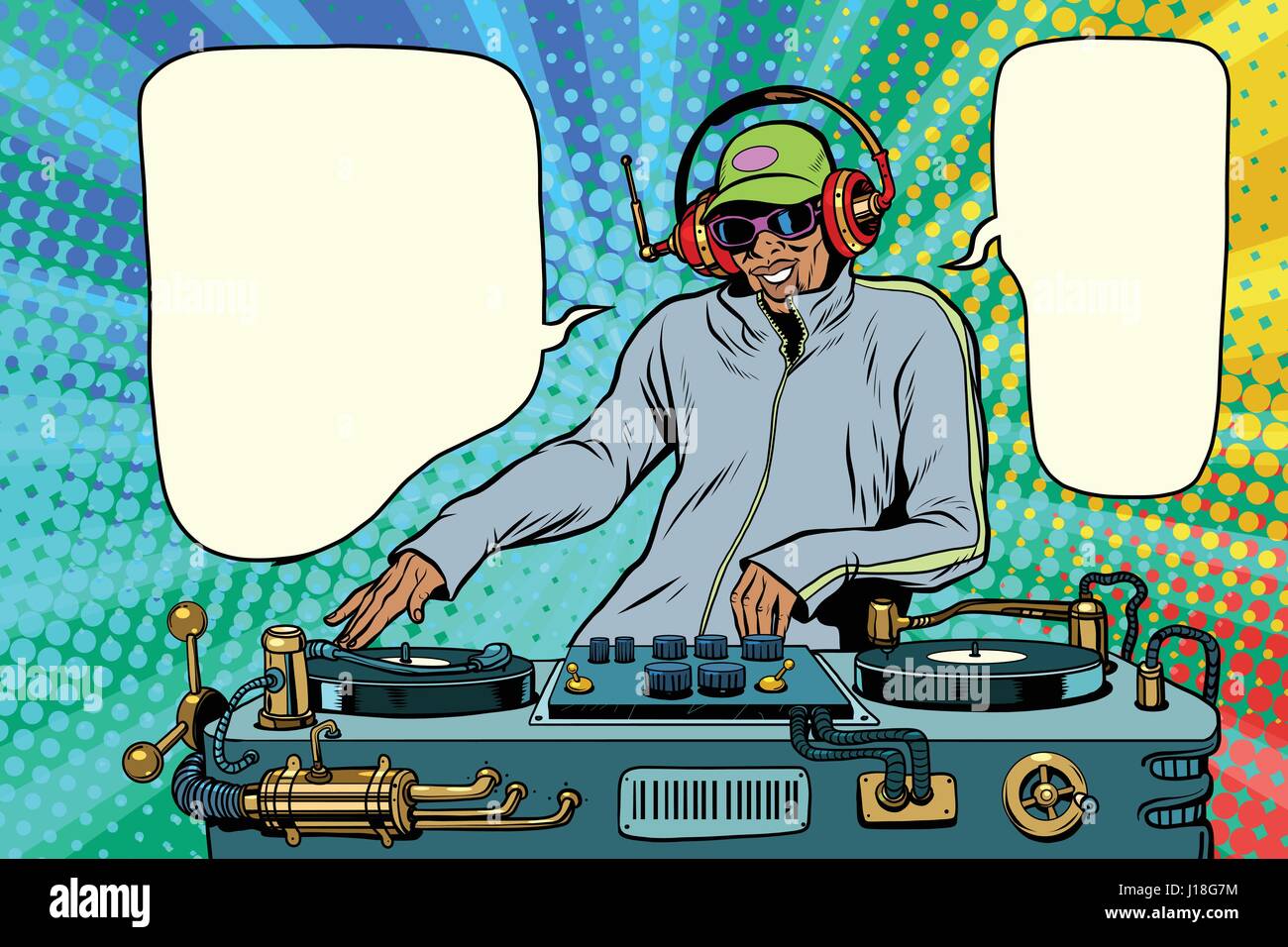 Garçon DJ Mix musique. Pop art retro illustration vectorielle. Peuple afro-américain  Image Vectorielle Stock - Alamy