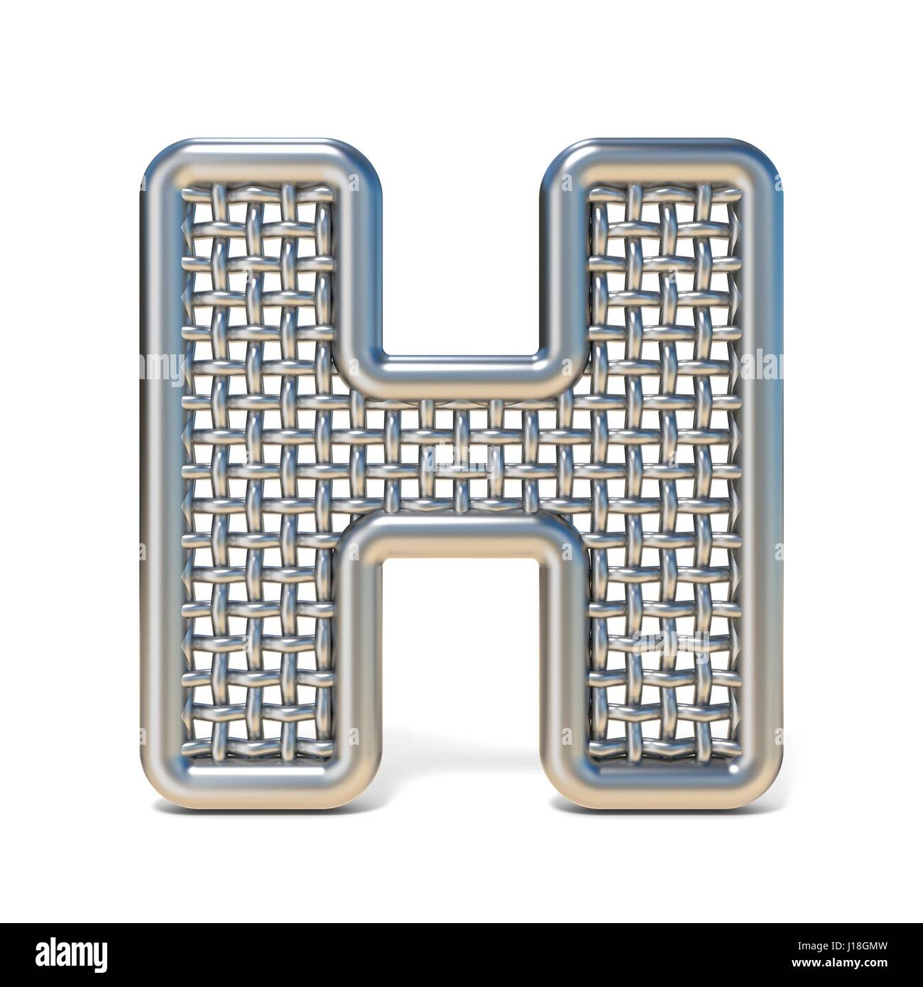 Le treillis métallique décrites font lettre H 3D render illustration isolé sur fond blanc Banque D'Images