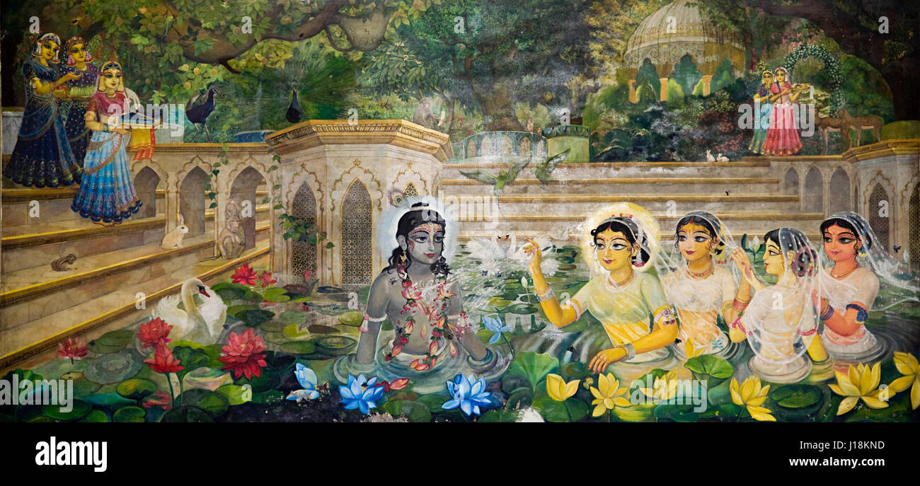 Radha Krishna peinture, Mathura, Uttar Pradesh, Inde, Asie Banque D'Images