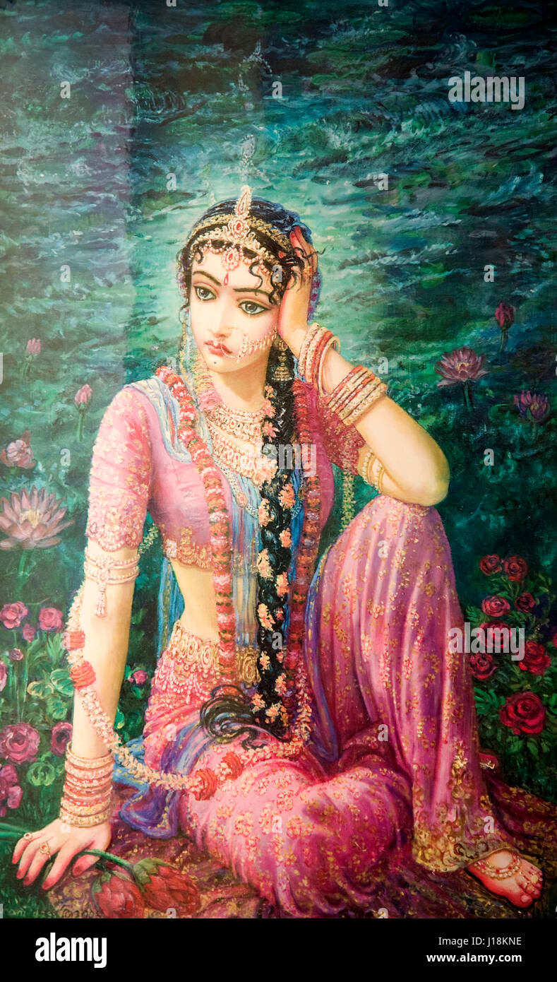 Radha mélancolique peinture, Mathura, Uttar Pradesh, Inde, Asie Banque D'Images