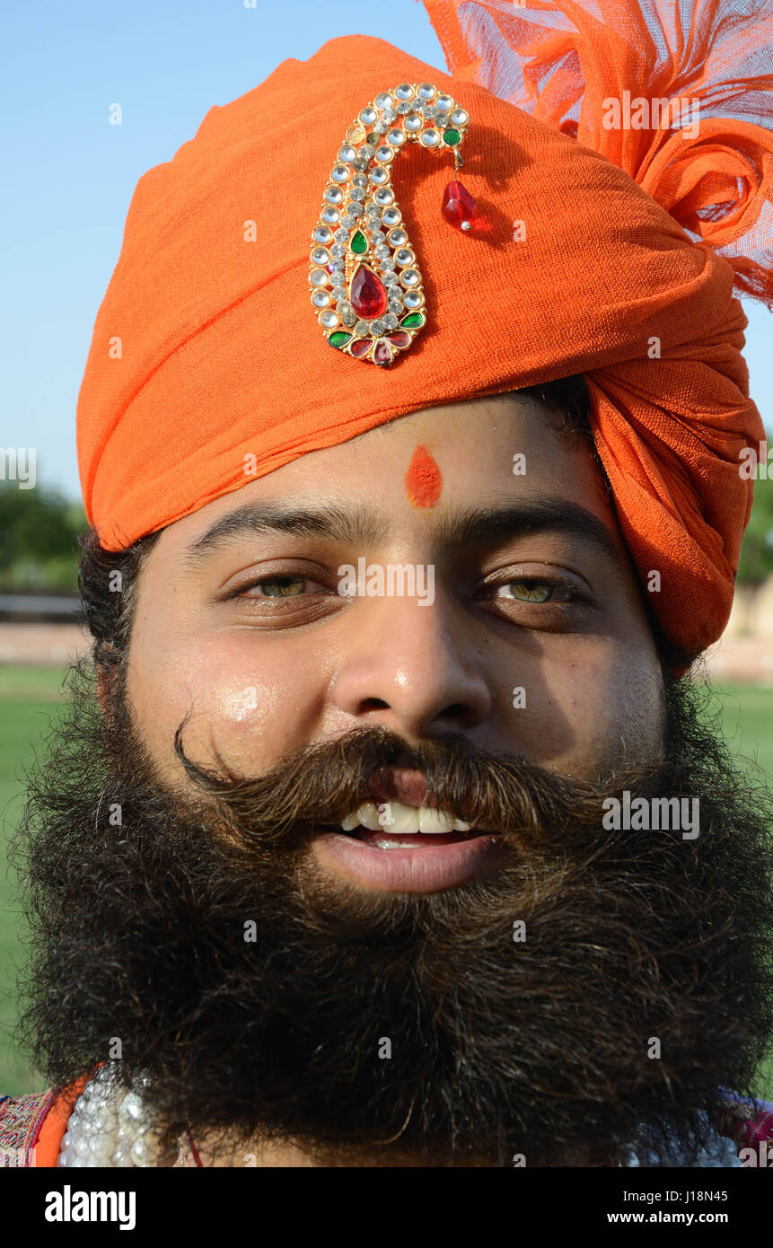 Portrait de l'homme festival de marwar, Jodhpur, Rajasthan, Inde, Asie NOMR Banque D'Images