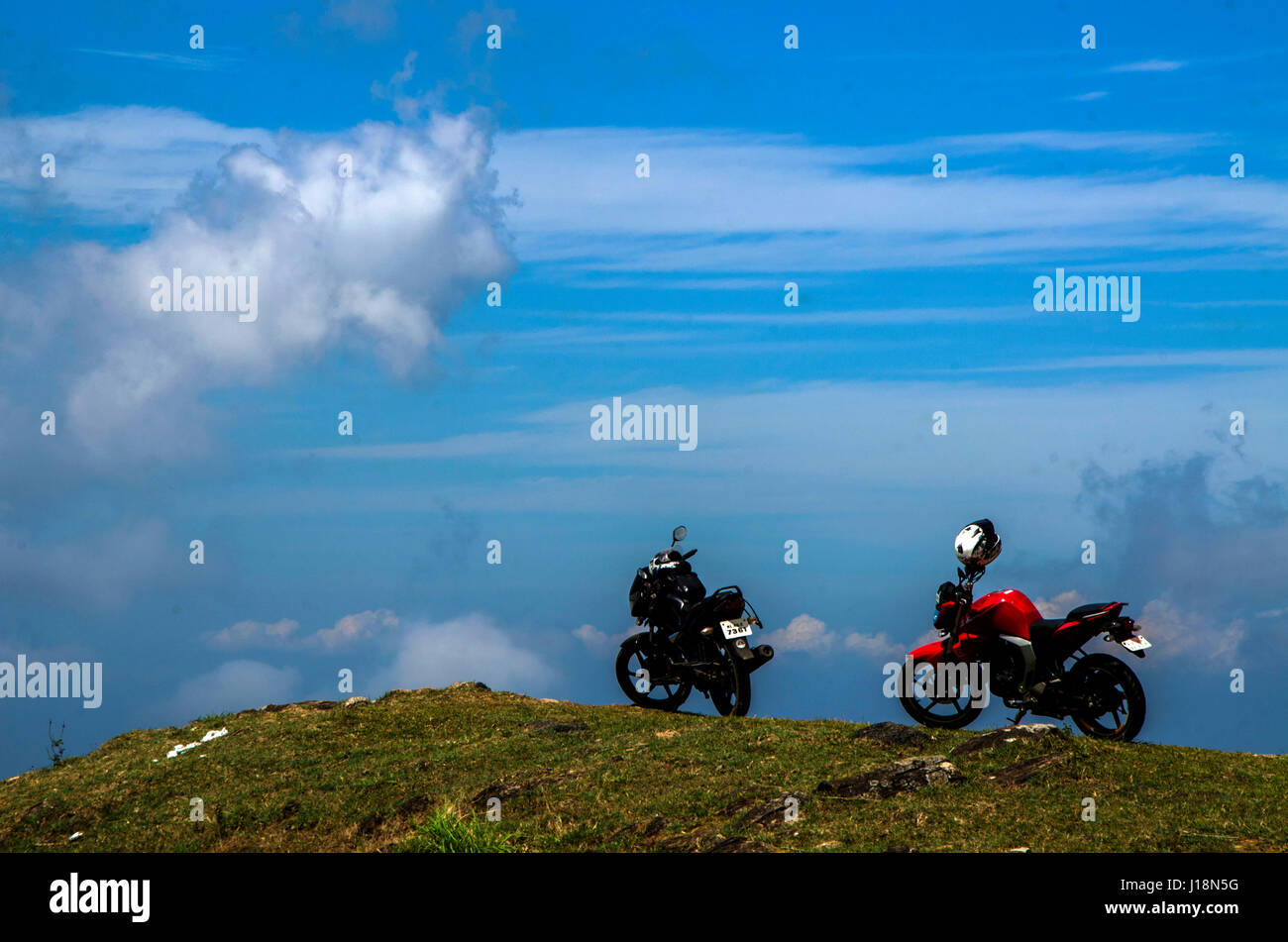 Des vélos sur les montagnes, vagamon, Kerala, Inde, Asie Banque D'Images