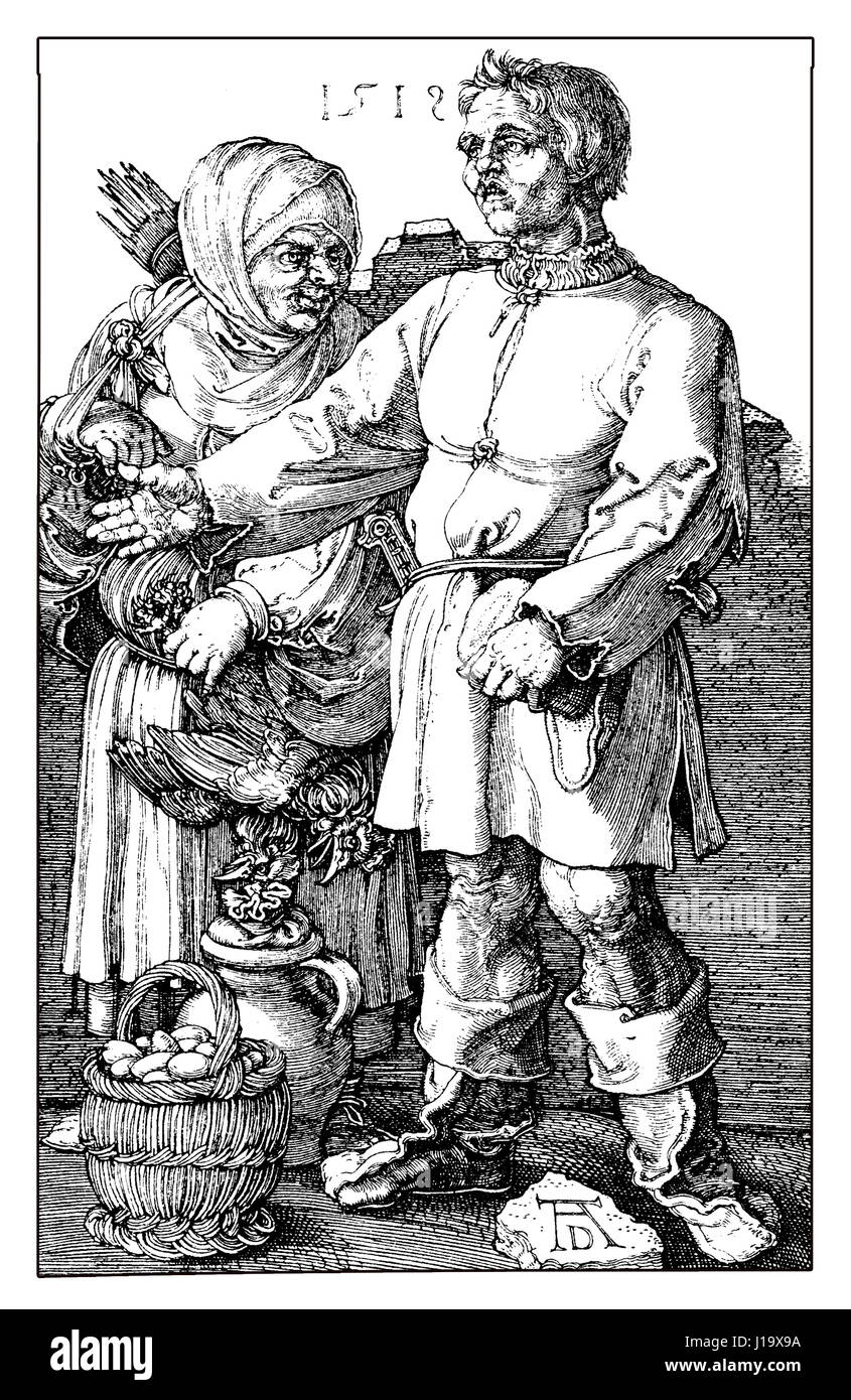 Les agriculteurs offrant leurs produits, par Albrecht Dürer, XVI siècle Banque D'Images