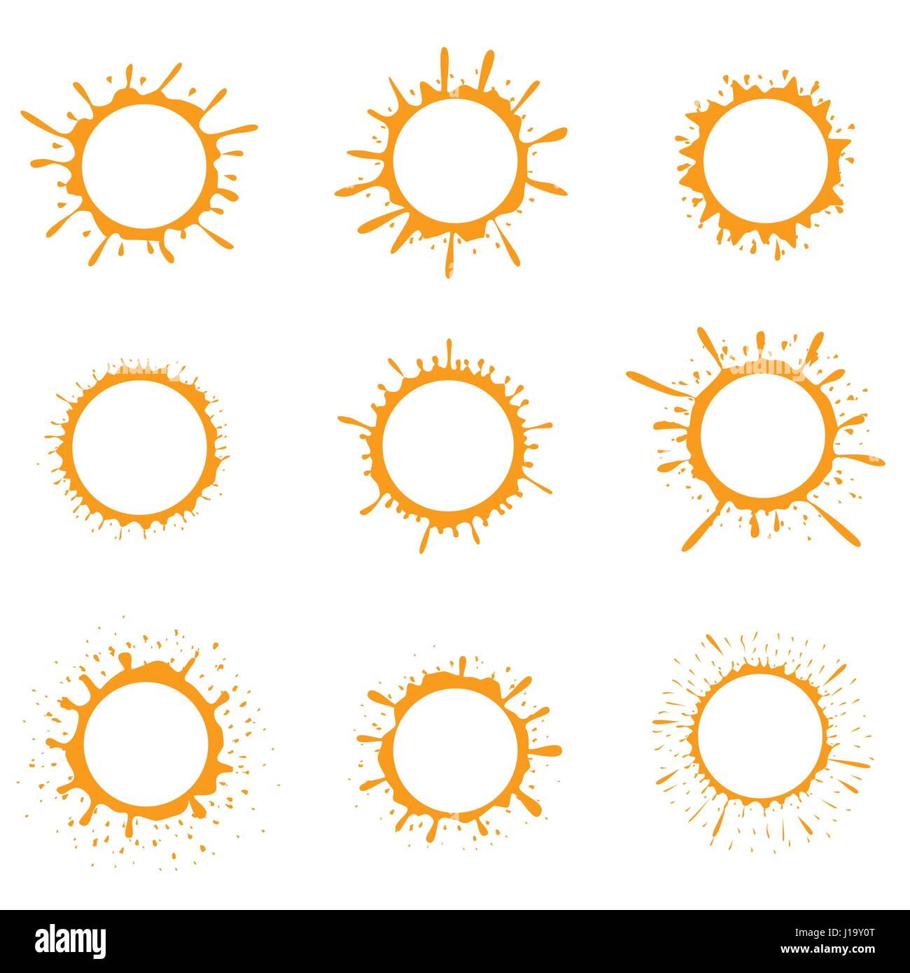 Les icônes de peinture orange sun splash Illustration de Vecteur