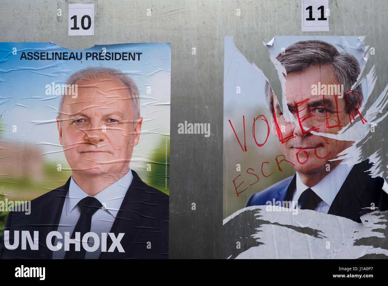 Affiches politiques, élections législatives françaises 2017 Banque D'Images