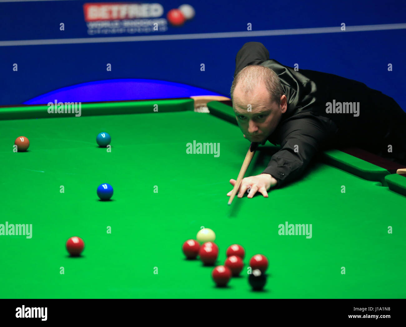 Graeme Dott sur cinq jours du championnat du monde de snooker Betfred à The Crucible Theatre, Sheffield. Banque D'Images