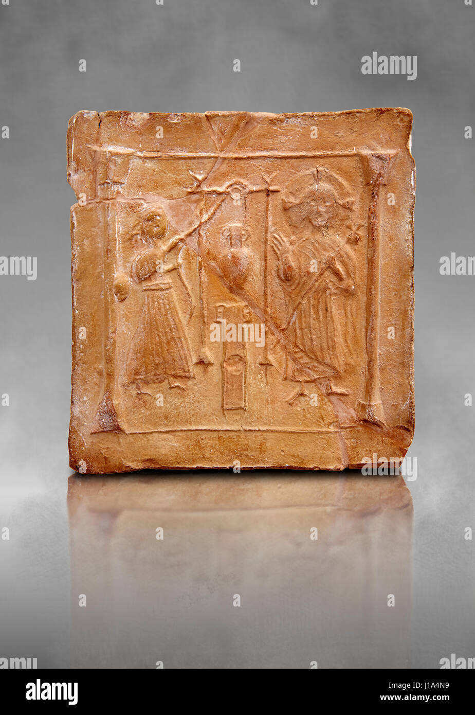 6ème- 7ème siècle des premiers chrétiens en Terre Cuite plaque sculpté représentant le Christ change l'eau en vin, au Musée national du Bardo, Tunis, Tunisie Banque D'Images