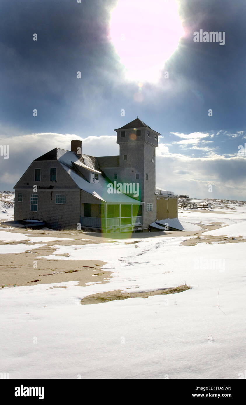 Historique La station de sauvetage à Race Point Beach à Provincetown, Massachusetts USA(Cape Cod National Seashore) Banque D'Images