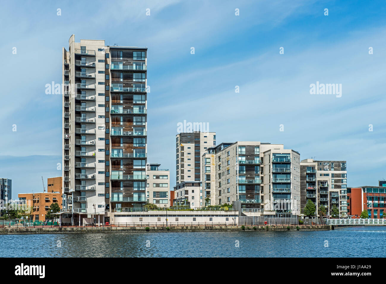 Appartement moderne dans les blocs récemment mis au point la baie de Cardiff, Pays de Galles du sud Banque D'Images