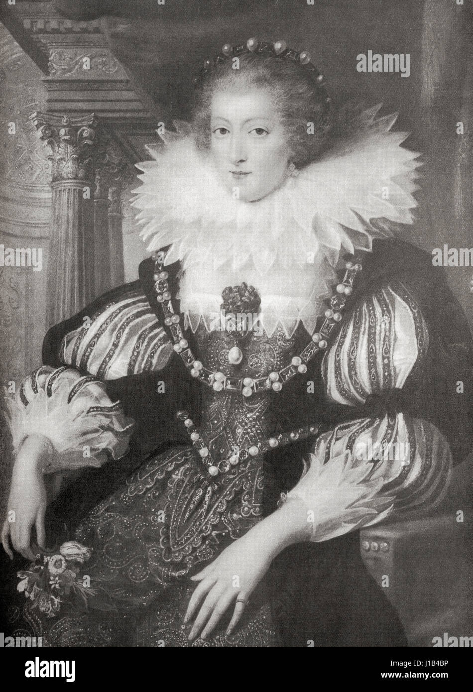 Anne d'Autriche, 1601 - 1666. Reine consort de France et de Navarre, régent pour son fils, Louis XIV de France, et d'une Infante espagnole et portugaise de naissance. L'histoire de Hutchinson de l'ONU, publié 1915 Banque D'Images