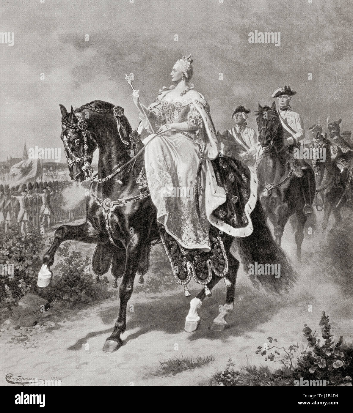 Maria Theresa Walburga Amalia Christina, 1717 - 1780. Seule femme chef de la Habsburg dominions et la dernière de la maison de Habsbourg. Elle était le souverain d'Autriche, la Hongrie, la Croatie, la Bohême, la Transylvanie, Mantoue, Milan, Lodomeria et la Galice, les Pays-Bas autrichiens et Parme. Par mariage, elle était la duchesse de Lorraine, Grande duchesse de Toscane et de l'Impératrice du Saint Empire Romain. L'histoire de Hutchinson de l'ONU, publié 1915 Banque D'Images