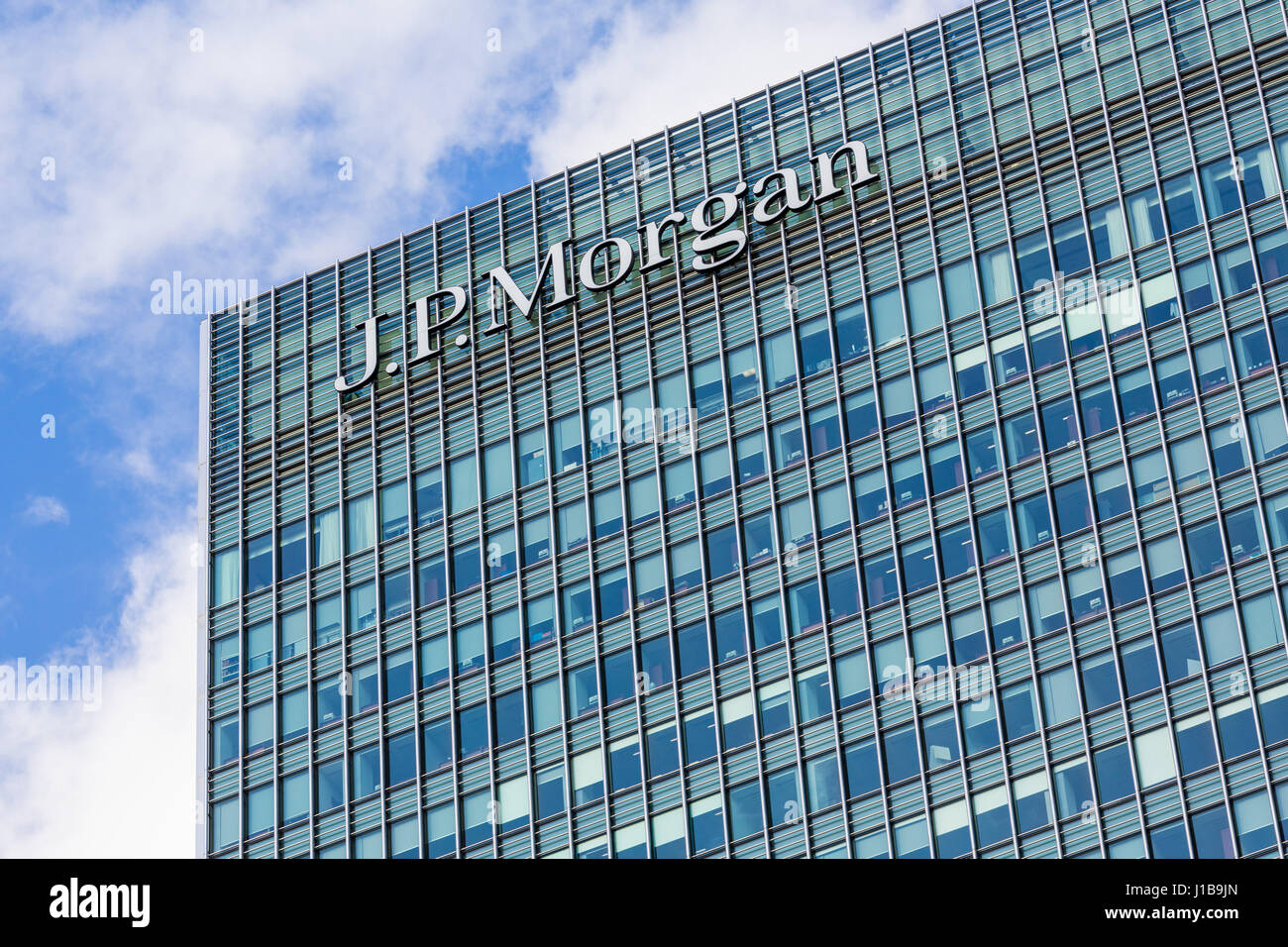JP Morgan des bureaux à Canary Wharf, les Docklands, Londres, Angleterre Banque D'Images